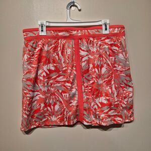 Izod Golf Skort Red Coral and Gray Floral Tropical Print with Pocket Large